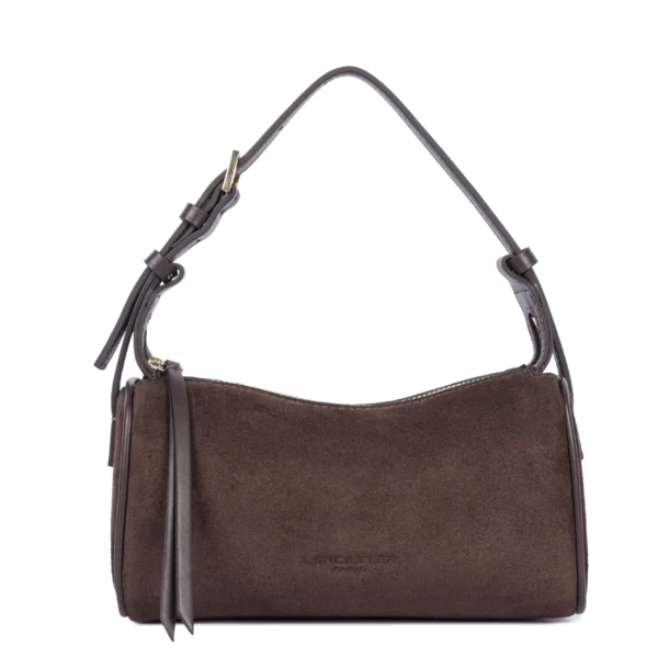 Petit sac bandoulière rectangle suède Lancaster marron