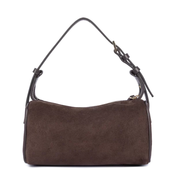 Petit sac bandoulière rectangle suède Lancaster marron