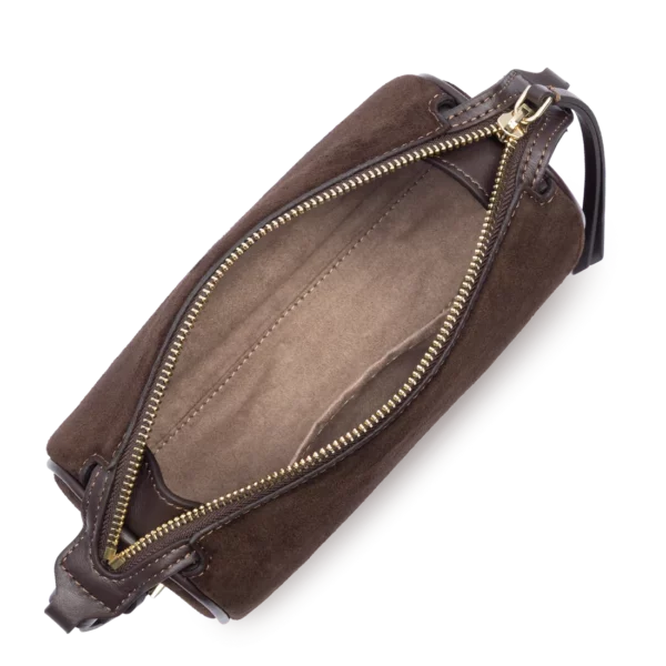 Petit sac bandoulière rectangle suède Lancaster marron