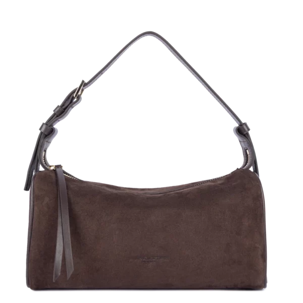 Sac bandoulière rectangle suède Lancaster marron