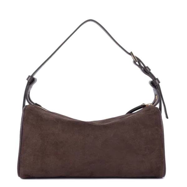 Sac bandoulière rectangle suède Lancaster marron