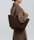 Sac cabas épaule suède Lancaster marron