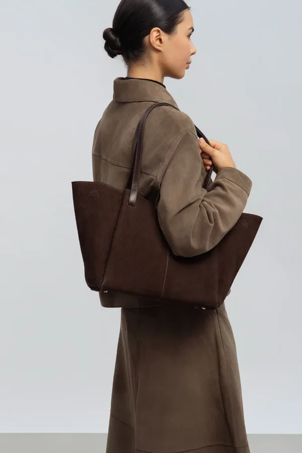 Sac cabas épaule suède Lancaster marron