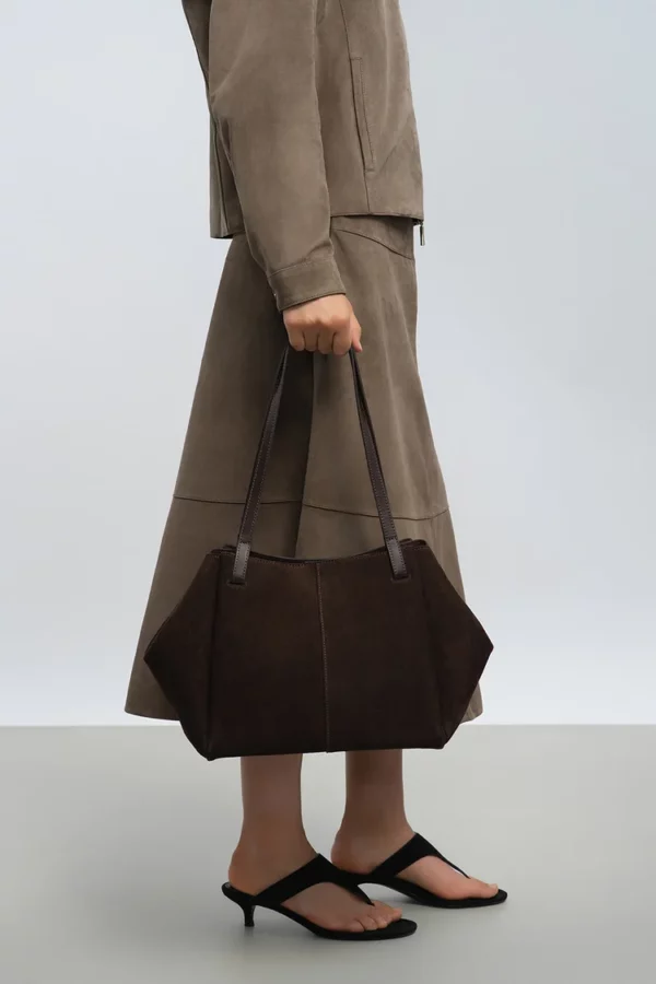 Sac cabas épaule suède Lancaster marron