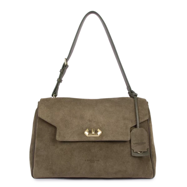 Grand sac cabas épaule suède Grace Lancaster kaki
