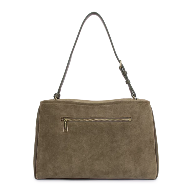 Grand sac cabas épaule suède Grace Lancaster kaki