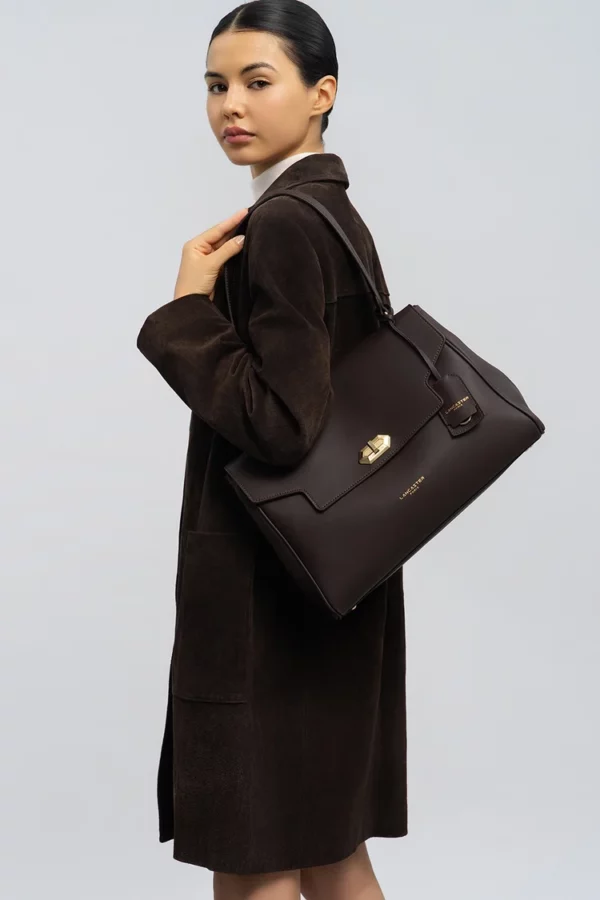 Grand cabas épaule Donna Grace Lancaster marron foncé