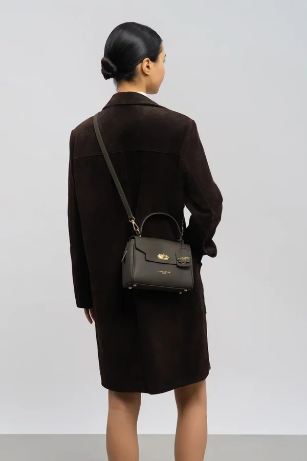 Sac à main cuir Lancaster Donna Grace kaki foncé