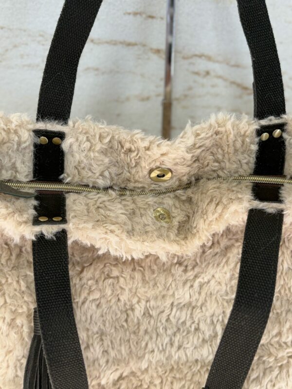 Sac cabas moumoute Nicole FR Mila Louise kaki dark