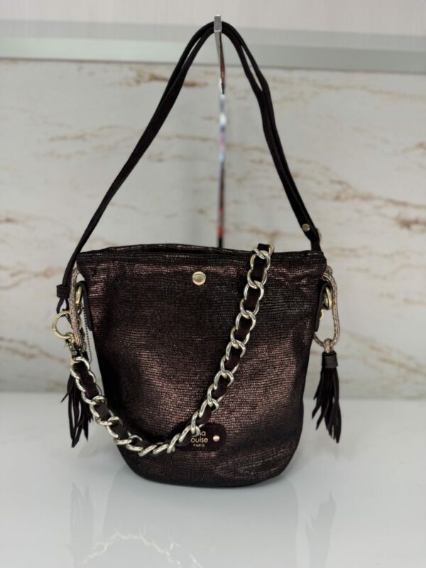 Sac seau Milena EP12 tissu pailleté Mila Louise brun dark
