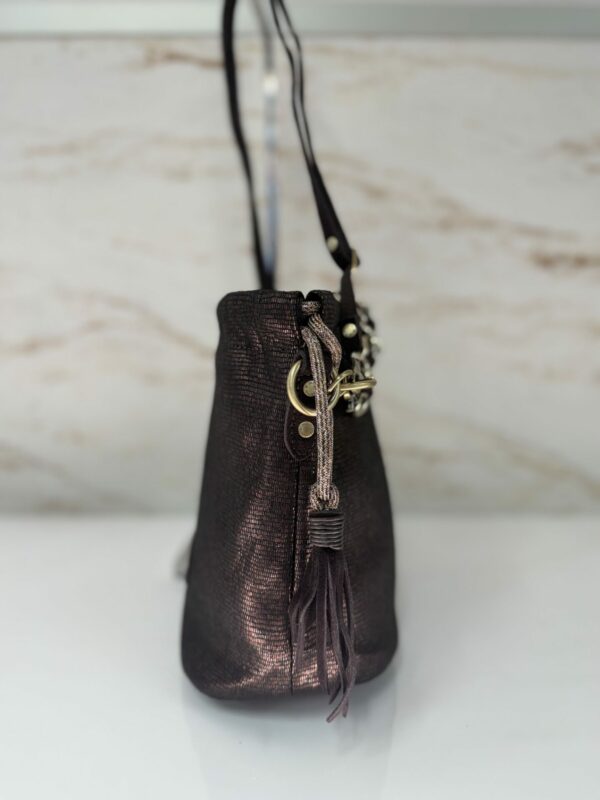 Sac seau Milena EP12 tissu pailleté Mila Louise brun dark