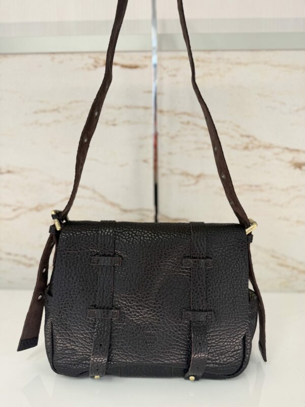 Sac besace cartable BESS E1 cuir MILA LOUISE brun dark
