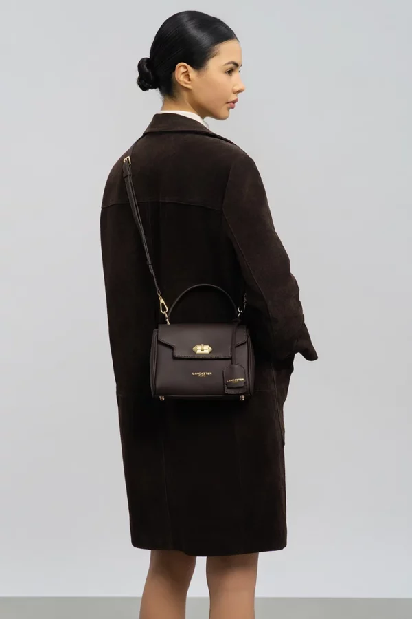 Sac à main cuir Lancaster Donna Grace marron foncé