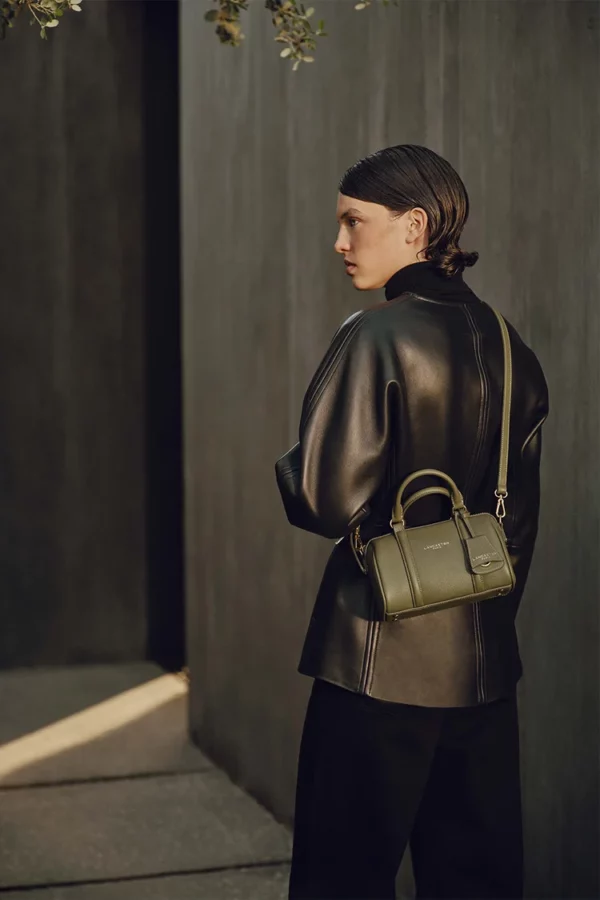 Petit Sac Polochon Milano Ana Cuir Lancaster kaki