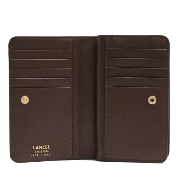 Portefeuille rectangulaire zippé BCBG cuir Lancel noix de coco