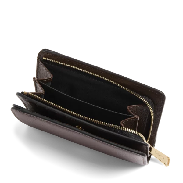 Portefeuille rectangulaire zippé BCBG cuir Lancel noix de coco