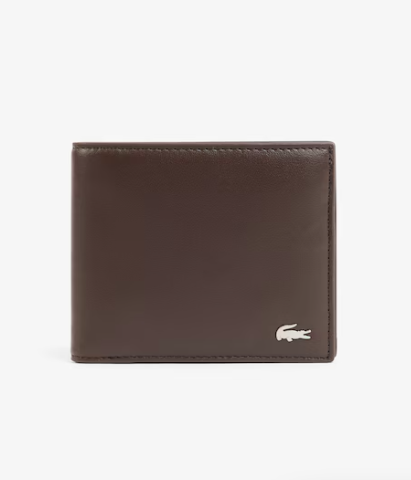 Portefeuille moyen FG en cuir Lacoste marron