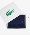 Écharpe laine brossée en coffret Lacoste bleu nuit